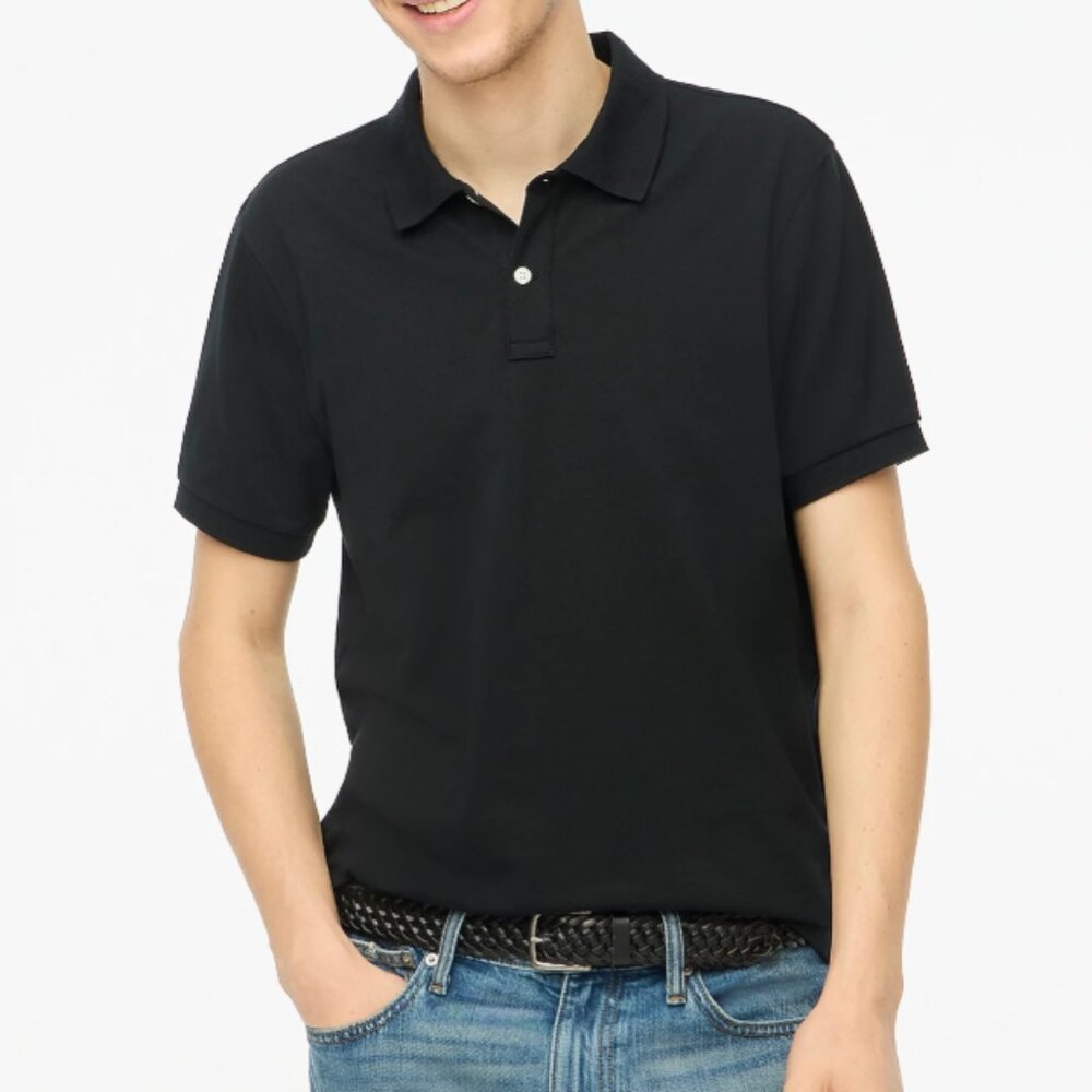 J.Crew Flex Pique Polo Shirt - Black - Size M